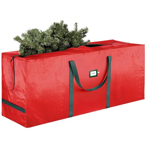 URBUNDY Heavy Duty Christmas Tree Storage Bag 7.5 Ft - Christmas Tree Bag Red - Tree Bags For Storage - Xmas Tree Storage Bag Holds 7.5 Ft Christmas Tree Bag For All Year Round Christmas Storage