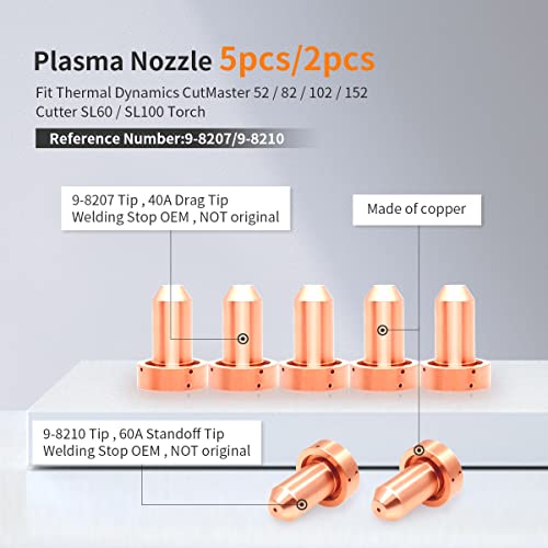 Image of 5-0075 Electrode 9-8215 Tip 9-8237 9-8281 Fit Thermal Dynamics SL60 Torch | fit Thermal Dynamics Cutmaster 52 or 82 Cutter Consumables 40-60A Nozzle 19PK
