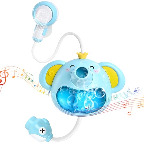 Image of Bath Toys, Baby Bath Toys for Kids Ages 1-3, Bathtub Toys with Shower Head, Bath Bubbles Maker, Bubble Machine Bath Toy with Music & Light, Christmas Birthday Gifts for Toddler Baby Kids
