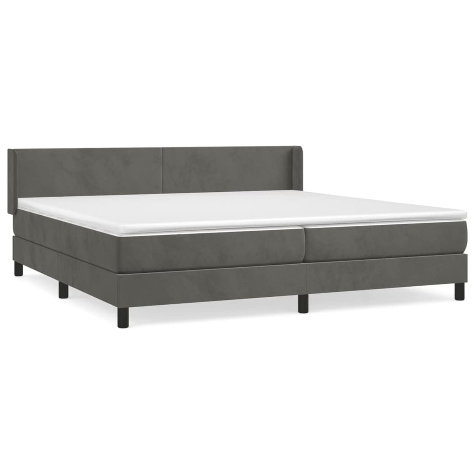 Gecheer Letto Matrimoniale,a Molle,con Materasso,Design Semplice,in Velluto,Grigio Scuro,con Testiera,200x200 cm,Letto con Materasso a Molle Matrimoniale,Letto in Velluto,Letto con Materasso