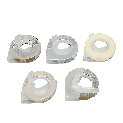 Baxnore Cinta de Estampado de 5pcs, Cinta de Etiqueta de Estampado de 9.8 mm de Ancho de 9.8 pies de Largo, Cinta de etiquetador de Chips de identificación, Cinta Adhesiva de Etiqueta (Tipo D)