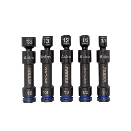 Astro Tools 78250 1/2" Drive 12-Point Pinless Heavy-Duty Driveline Impact Socket Set