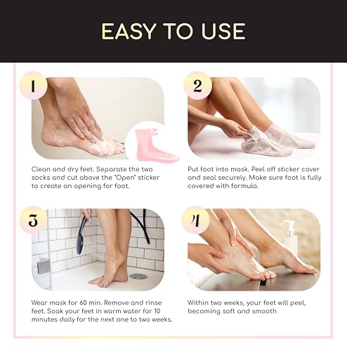 Prescia Foot Peel Mask - For Cracked Heels, Dead Skin & Calluses - Baby Soft Feet, Smooth Skin, Removes & Repairs Rough Heels, Dry Toe Skin - Exfoliating Peeling Natural Treatment - Crescena - Thumbnail 6