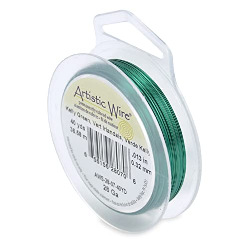 Image of Artistic Wire, 28 Gauge Tarnish Resistant Colored Copper Craft Jewelry Wrapping Wire, Kelly Green, 40 yd