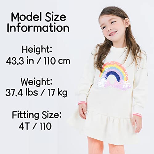 Girls Rainbow Sequin Dress Cotton Toddler Boden Dresses Ivory4