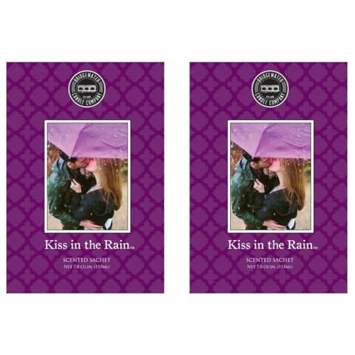 BRIDGEWATER -2 pack of Kiss in the Rain- Scented Sachet Bag, Drawer Fragrance, Wardrobe Room Air Freshener for Living Room Bedroom Bathroom Car - Notes of: Black Currant, Raspberry, Rose, Violet