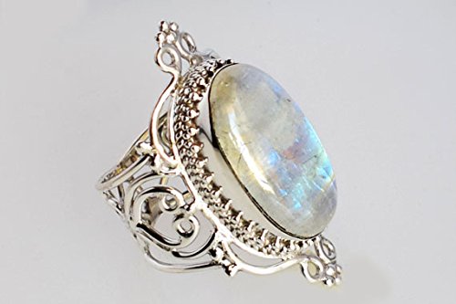 Bague pierre de lune argent 925 ne verdit pas le doigt taille 60 - 7