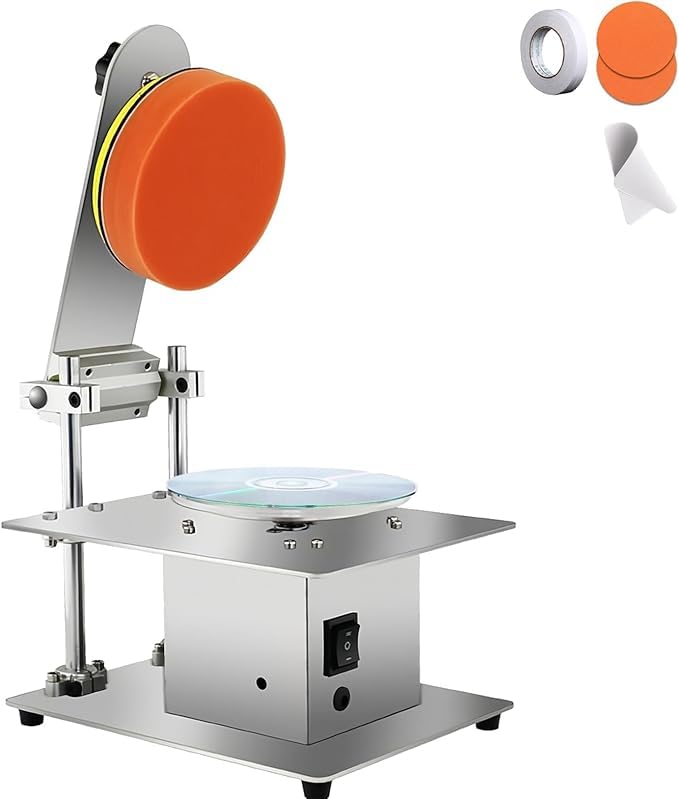 Máquina de reparación de discos de 200 W, pulidora de velocidad ajustable para recuperación de datos y eliminación de arañazos en CD, DVD y discos de juego, diseño de chasis de acero inoxidable