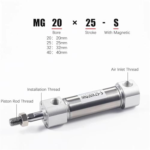 Cylindre pneumatique double effet en inox MG pour réguler la pression d'air