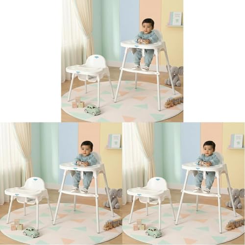 Image of Amazon Brand - Supples 3-in-1 High Chair for Babies & Kids | Supports Up to 15 Kg | Detachable & Portable | Safe for Kids Aged 6 Months to 3 Years | White (Pack of 3)