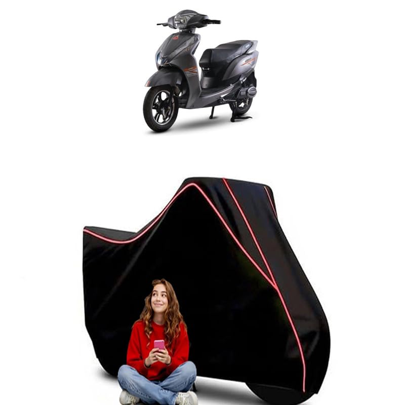 Image of Magnus EX Specifications Scooty Bike Cover Water Resistant Outdoor Use Universal Fit Scooters Motorcycles Heavy Duty UV Protection Dust Rain Scratch Resistant Elastic Bottom Black Blue Piping
