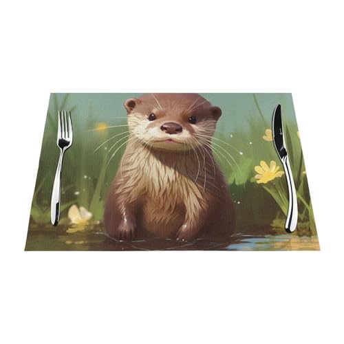 Set de table PVC motif loutre (lot de 4) antidérapant et résistant à la chaleur