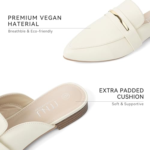 Image of MUSSHOE Mules for Women - Suede Slip On Backless Loafers with Cushioned Insole and Non-Slip Sole, Pointed Toe Flats for Office Work Business Casual