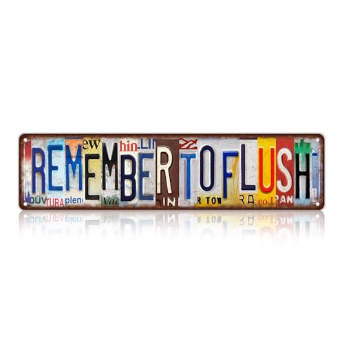 Vintage Remember To Flush Metal Tin Signs Wall Decor