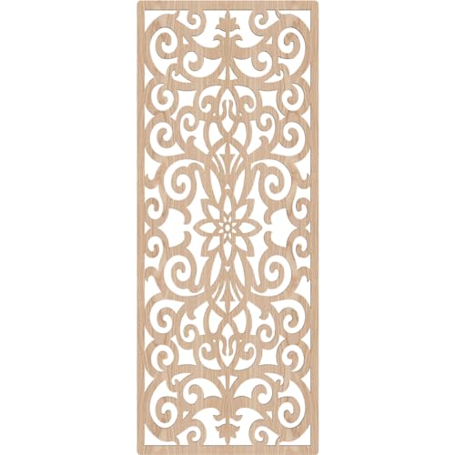 Image of Buel Decorative Pierced Fretwork Wood Wall Panels, 17 3 /8 inchW x 44 3 /8 inchH x 1 /4 inchT, Red Oak