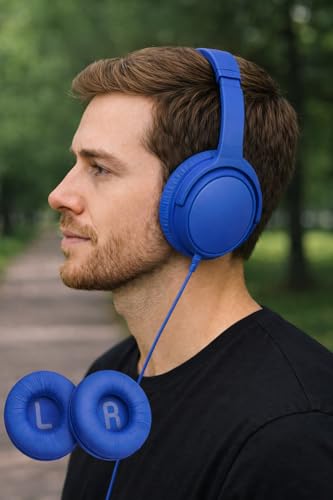 Image of HICLE Replacement Earpads Compatible with JBL Tune 450BT,460BT,500BT, 510BT, 520BT & 525BT, On-Ear Headphones (1 Pair, Blue)
