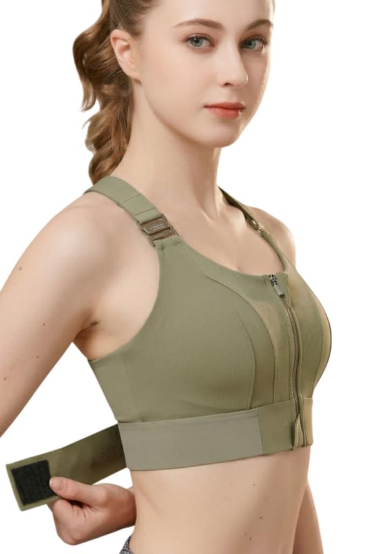 Image of Women Polyester Spandex High Impact Front Zip Sports Bra Fitness Criss Cross Back Crop Tops for Gym, Yoga & Workout - Size: M-4XL