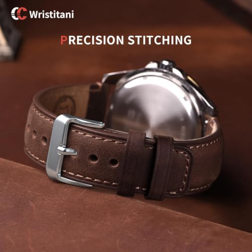 Image of Wristitani 3 Pack 18 /19 /20 /21 /22 /24mm Top Genuine Leather Watch straps | Vintage Wristband Suitable for Classic Quartz Mechanical Smartwatches for Men