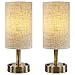 DEEPLITE USB Table Lamp for Living Room, Bedroom, Bedside Nightstand Lamp with 2A Charging Port, Bronze Metal Base (Set of 2)