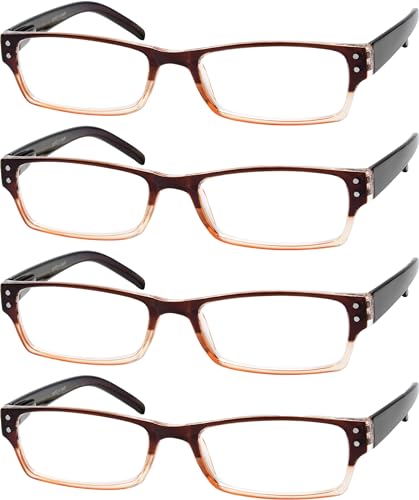 Image of Eyekepper Reading Glasses Women 3.00, Readers for Men, 4 Pack Brown