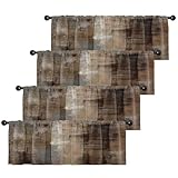Emvency 4 Pack Valances Window Treatments, Abstract Dark Brown Art Painting Blackout Adjustable for Living Room Bathroom Bedroom Kitchen Over Sink, 18x52 Inch Rod Pocket Valances