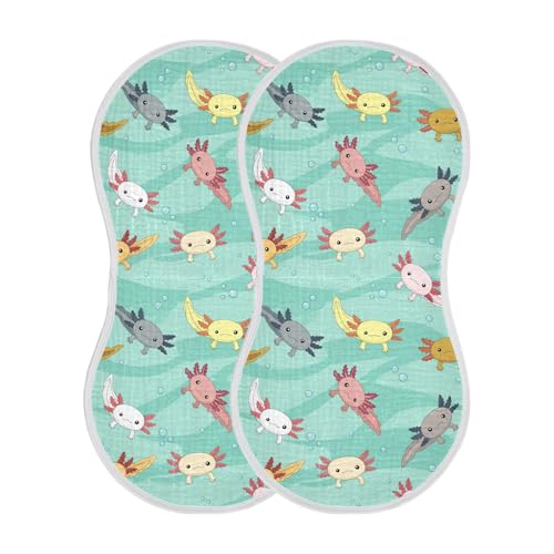 2 Pack Muslin Burp Cloths Axolotl Bubble Cotton Baby Burp Cloths Ultra Absorbent and Soft Thick Burping Cloth for Newborn Must Haves, Large 22