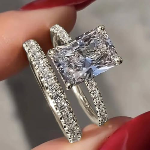 Rectangular Cubic Zirconia Set Rings for Women Fashion Luxury Engagement Ceremony Party Jewelry