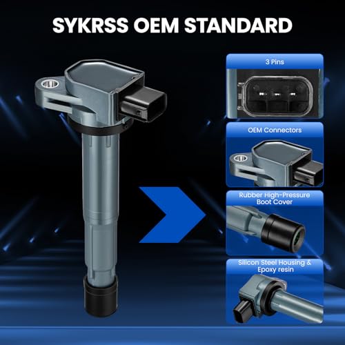 Image of Set of 4 UF417 Ignition Coil Pack Compatible With Acura RDX 2007 2008 2009 2010 2011 2012 2.3L L4 TSX 2.4L L4 2004 2005 2006 2007 2008 Replaces UF-417 52-1781 30520-PNC-004