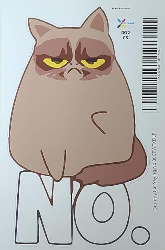 Printbeat Grumpy Cat Saying No Stickers 6.5x4