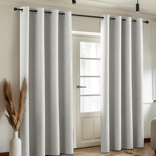 Image of COSVIYA 100% Blackout Cream Linen Curtains & Drapes 63 Inch Length | Light Blocking Full Room Darkening Grommet Insulated Thermal Window Panels for Bedroom /Living Room,52x63 inches,2 Panels