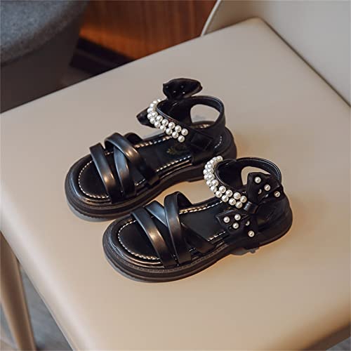 sfdgfhyf Baby Casual Sneakers Kids Slip On Shoes Toddler Kids Girls Pearl Butterfly Knot Single Princess Shoes (Black, 9 Toddler)2