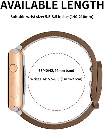 segoo Leather Band Compatible with Apple Watch Band 45mm 44mm 42mm Top Grain Leather Band Slim Thin Wristband for iWatch Series 7 & Series 6/5/4/3/2/1/SE Sports Edition (45mm 44mm 42mm - Image 4