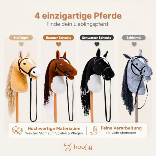 Hoofly Hobby Horse Steckenpferd Grau A3 - Stockpferd für Kinder mit Trense – Ansicht 5