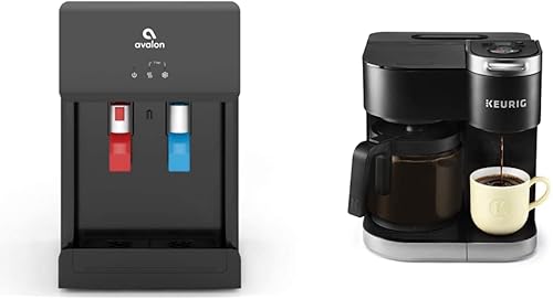 Avalon B8BLK Agua fría y caliente, filtro certificado NSF, ULEnergy Star, cafetera Black & Keurig K-Duo, cafetera de café de goteo de jarra