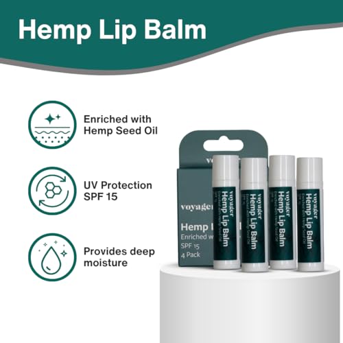 Voyager - Hemp Lip Balm - Nourish & Protect Dry, Chapped Lips - With Omega-Rich Hemp Seed Oil, Shea Butter, Vitamin E & UV Protective SPF 15 - Unscented & Colourless, 4 Pack - Image 7