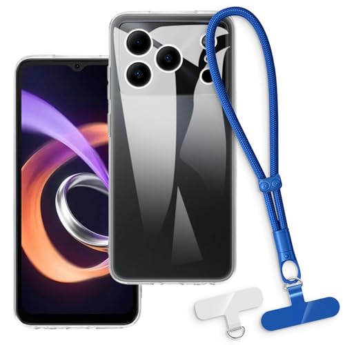 OAGELIM 2-in-1�ی�P�[�X�ƃ��X�g�X�g���b�v Doogee Note 56 Plus �Ƃ̌݊������� ���O���\�ȃ��j���[�h�t���d�b�J�o�[�A����~�ߕ����h�~�O���b�v�n���h�� (�N���A + �u���[)