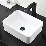 SOMRXO Bathroom Vessel Sink 16"X12" White Ceramic Vessel Sink Above Counter Bathroom Vessel Sink Por
