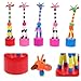 Wooden Cute Colorful Giraffe Push Puppets, Dancing Rocking Giraffe, Finger Puppets Wooden Push Up Toys, for Animal Party Favors and Home Kids Room Decoration 5 Pieces (Random Style)