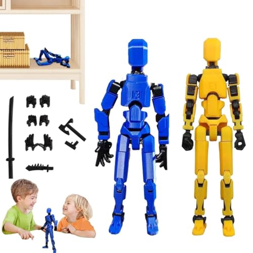 HhBdy 2 Piezas t13 Figuras Acción con Múltiples Articulaciones Figura móvil Multiarticulada Impresa en 3D 13 Tipos de Figuras de Acción con 4 Tipos de Armas y 3 Tipos de Manos (Amarillo, Azul)