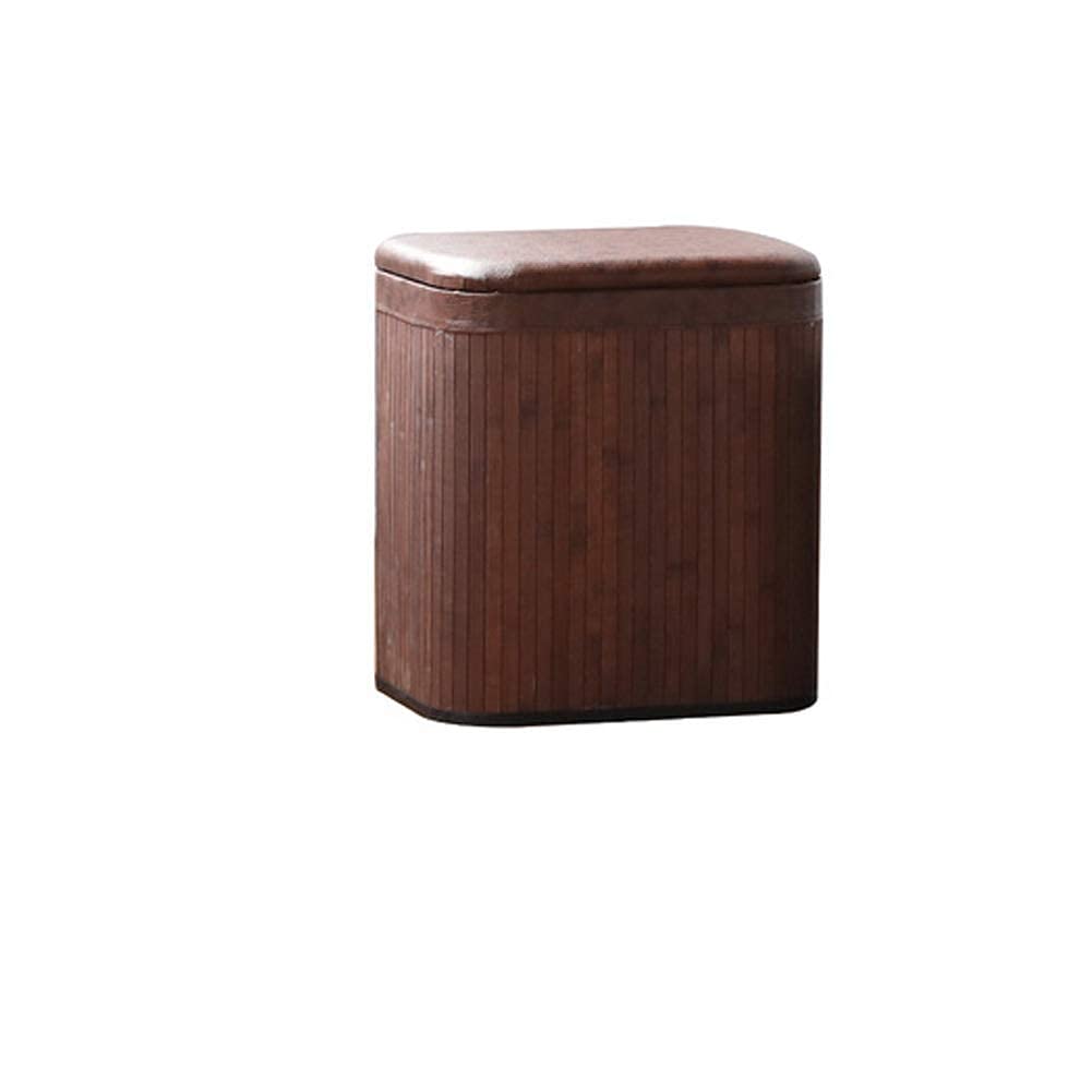 Pouf en rotin pour balcon et salon avec assise confortable en cuir