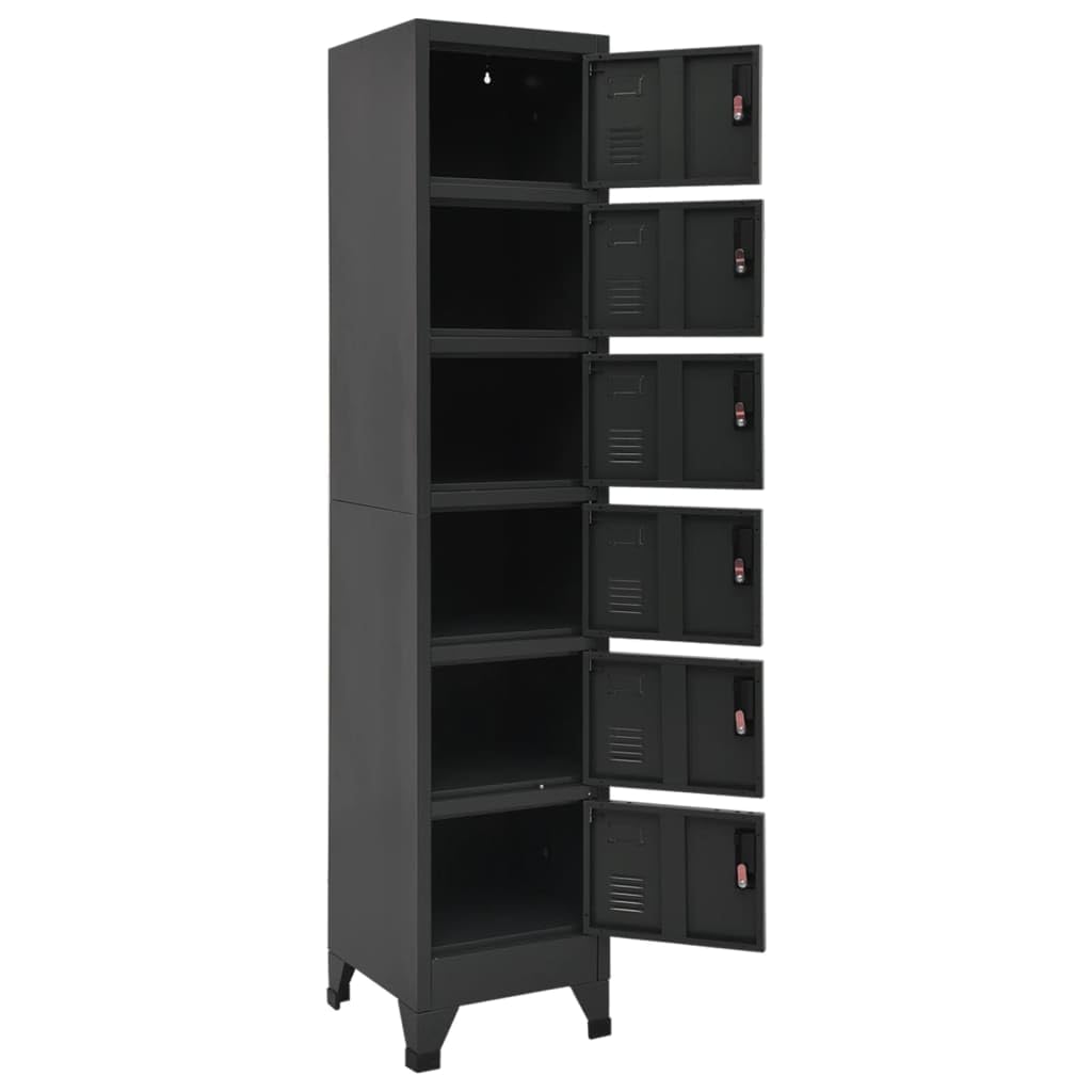 Armadio per armadietti Acciaio 38x40x180 cm Antracite | Porte chiudibili, prese d'aria, portaetichette, grande spazio di archiviazione, per scuola e ufficio