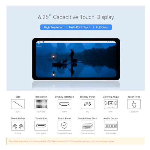 Image of waveshare 6.25inch Capacitive Touch Display, Compatible with Windows 11 /10 /8.1 /8 /7, Supports Raspberry Pi 5 /4B /A+ /B+ /2B /3B /3B+ /Zero W /Zero WH, HDMI Interface, IPS Panel, 5-Point Touch