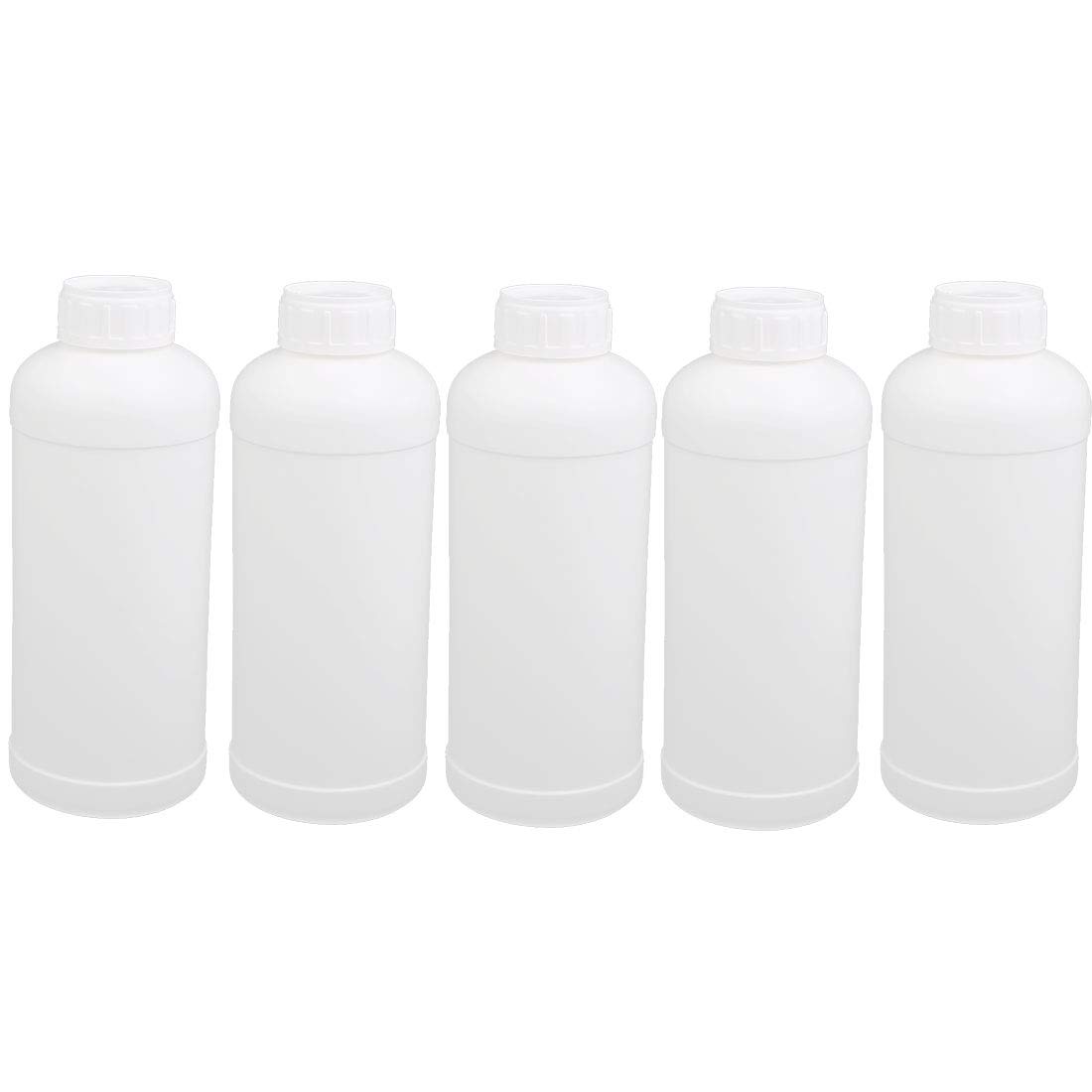 Aexit 5Pcs 34oz gauge HDPE Plastic White Refillable Narrow Mouth Liquid Powder Storage Bottle Container