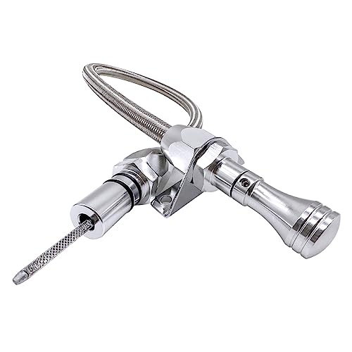 HAHAHA TH350 TH400 Turbo350 Firewall Mounted Flex Transmission Dipstick TH350/TH400 Stainless Braided Hose Compatible with GM/Chevy TH350/TH400 (Silver)