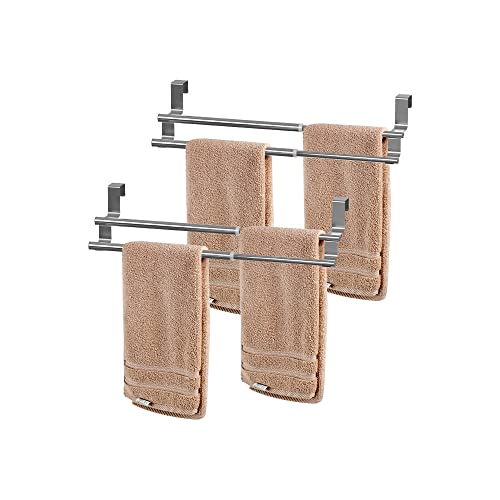 HONPHIER 2 Pièces Porte-Serviettes Extensible Porte Torchons Télescopique Porte Serviette Armoire Au-Dessus De La Porte Porte Serviette Extensible pour Salle De Bains, Acier Inoxydable