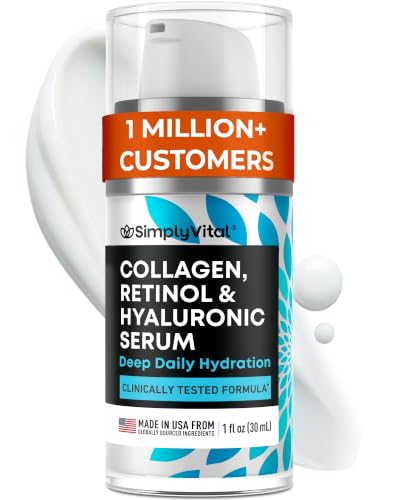 SimplyVital Collagen, Retinol & Hyaluronic Acid Serum - Anti-Aging Moisturizer for Face, Neck &...