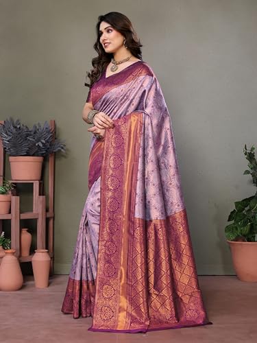 Image of Women's Kanjivaram Soft Silk Banarasi Saree With Blouse Piece | Banarasi Sari For Women | Saree with Blouse piece