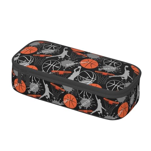 Image of Basketball Fun Sport Ball Pencil Case Big Capacity Storage Pencil Pouch Stationery Bags With Zipper Portable Pen Holder Box Organizer For Boys Girls Teens Student College School Office Supplies
