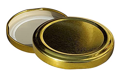 Image of Pure Source India Metal Lug Cap Lid for Glass jar, 12 Pieces, 82 mm, Gold