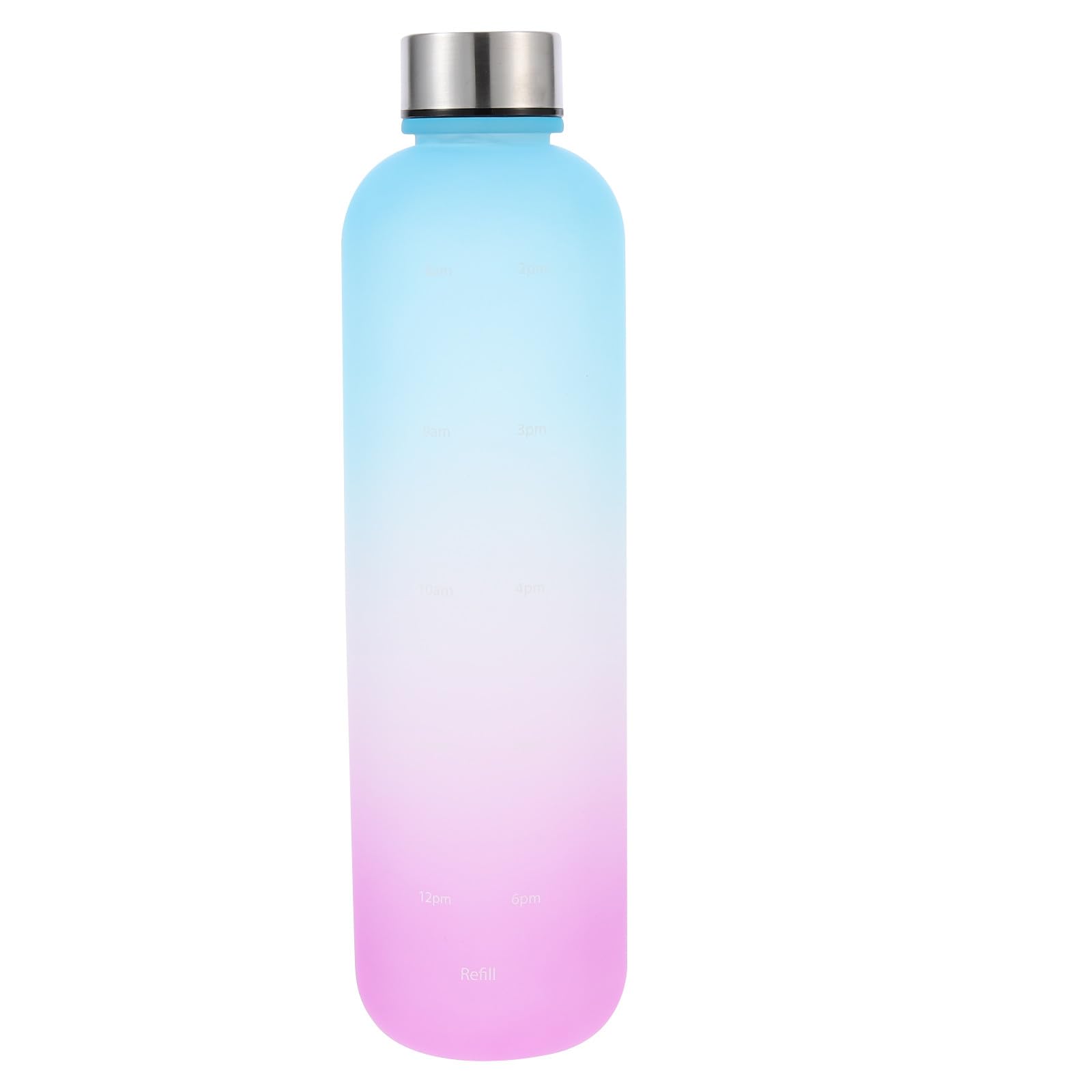 BESTonZON Portable Sports Water Bottle with Lid Gradient Purple-Blue Plastic Outdoor Drink Bottle Motivational Leak-Proof Flask for Travel